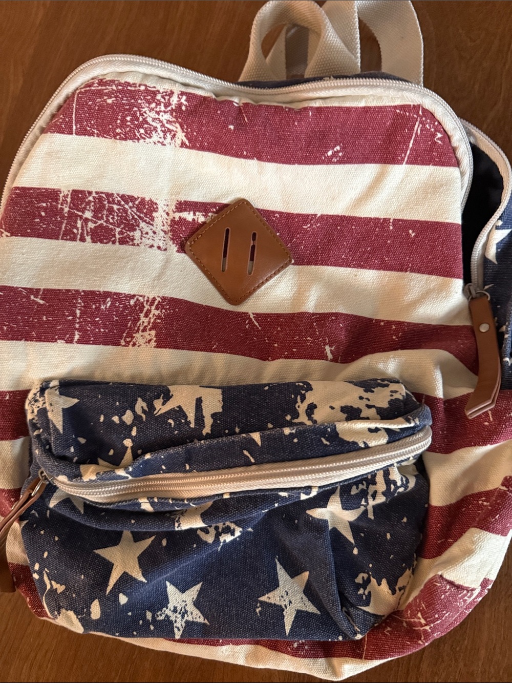 Joe Boxer Red, White & Blue Flag Canvas Backpack